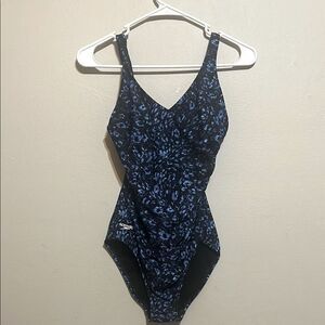 Speedo Black and Blue Patterned Swimsuit